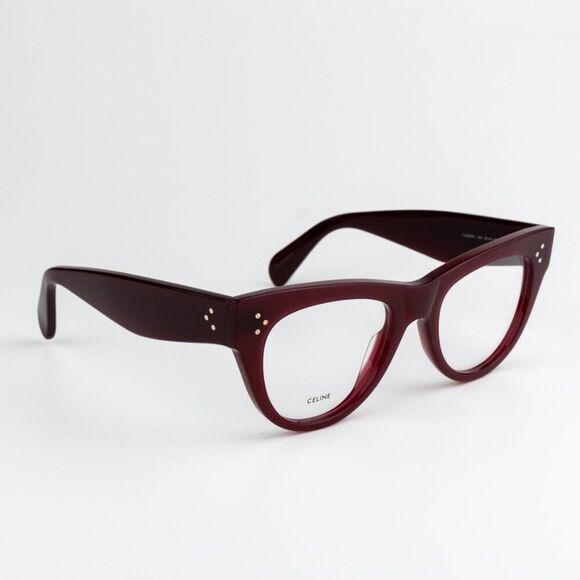NEW Celine CL5003IN 069  CELINE 3 DOTS Shiny Bordeaux Women Butterfly Eyeglasses - Picture 1 of 11